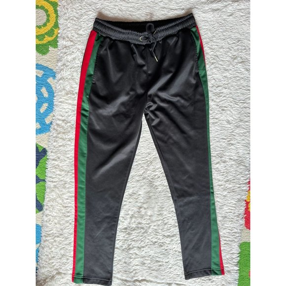 Urban ID designer black with red green striped workout pants L - Picture 1 of 5